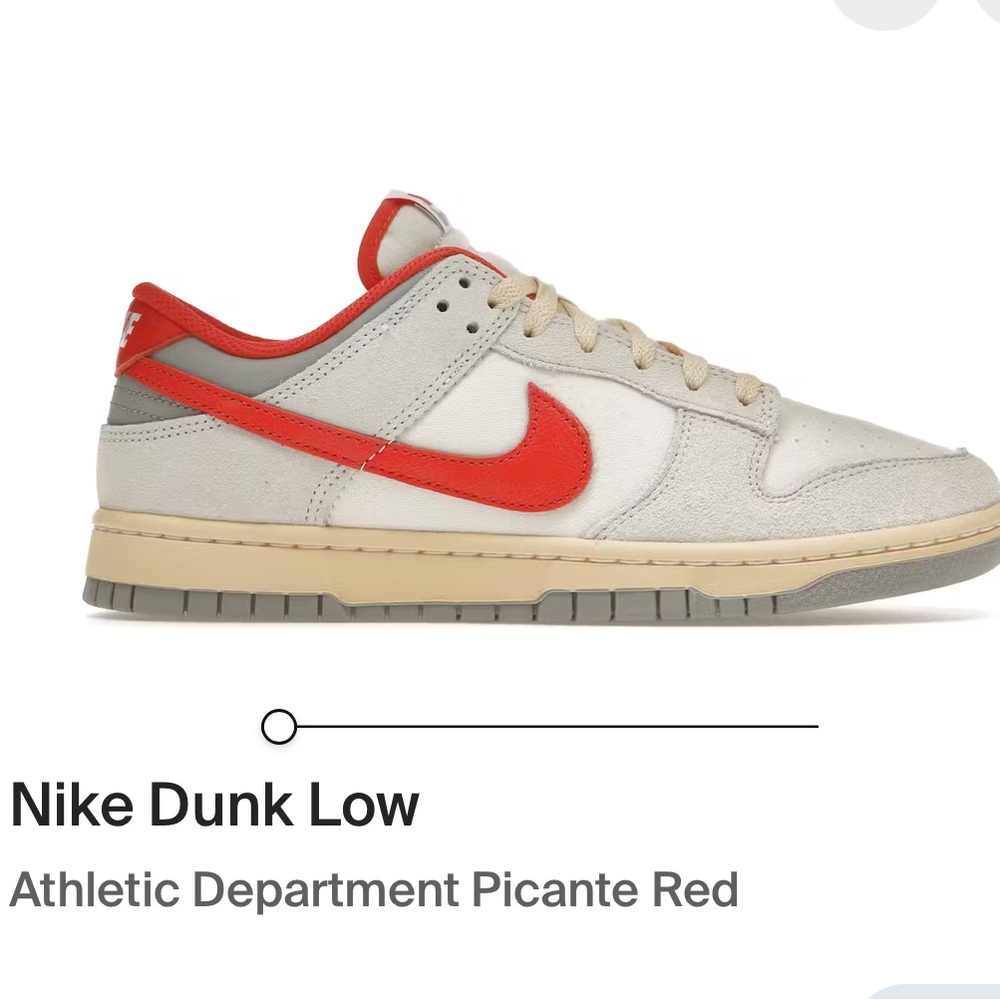 Nike Dunk Low Cream with Picante Red Swoosh